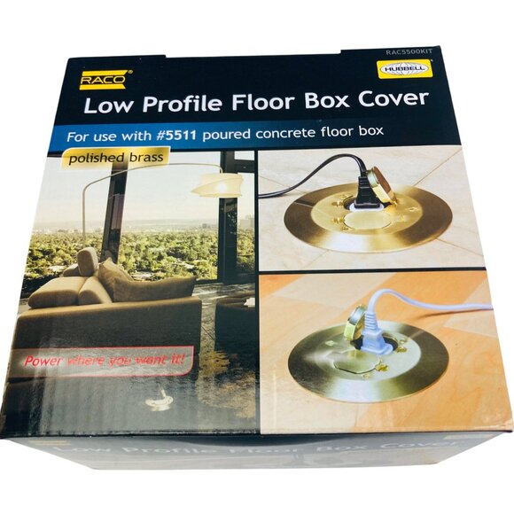 Raco Rac5500kit Floor Box Cover, Round, 2 Gangs, 6-1/4 In W, 3/8 In H, Brass - Picture 2 of 4